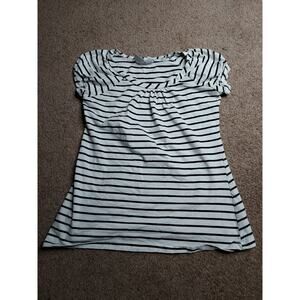 Women's Size Small Introspect Maternity Black & White Striped Short Sleeve Shirt